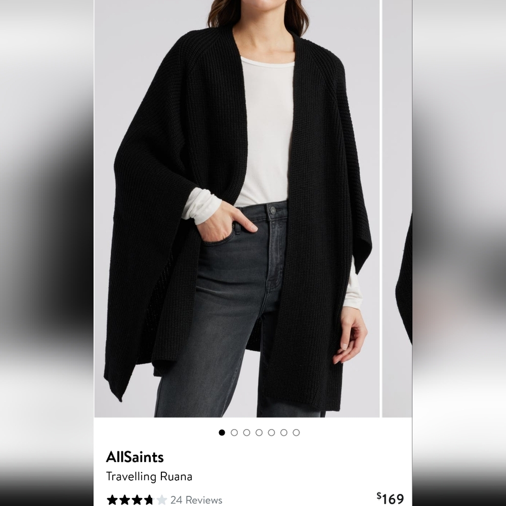 AllSaints Black Travelling Ruana